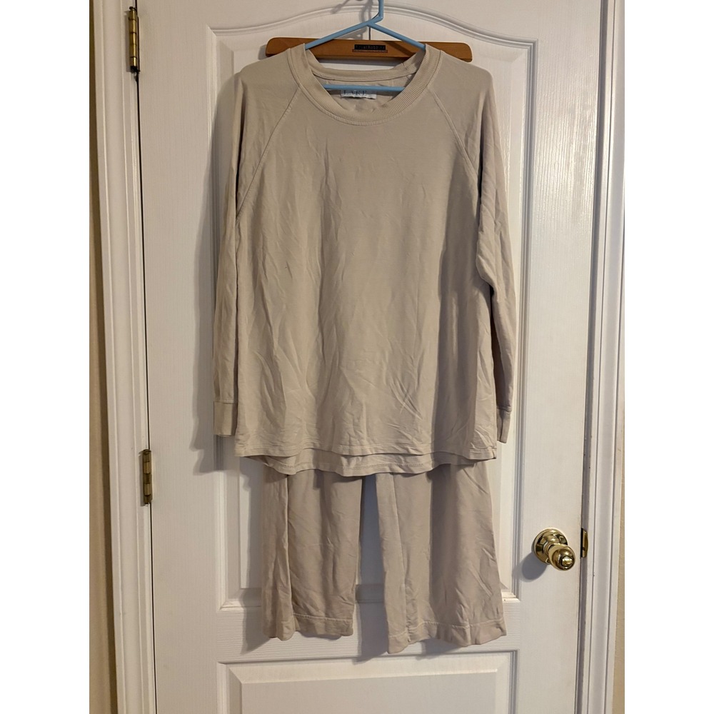 LAKE Pajamas Long-Long Set Women Large Beige Excellent Modal Loungewear